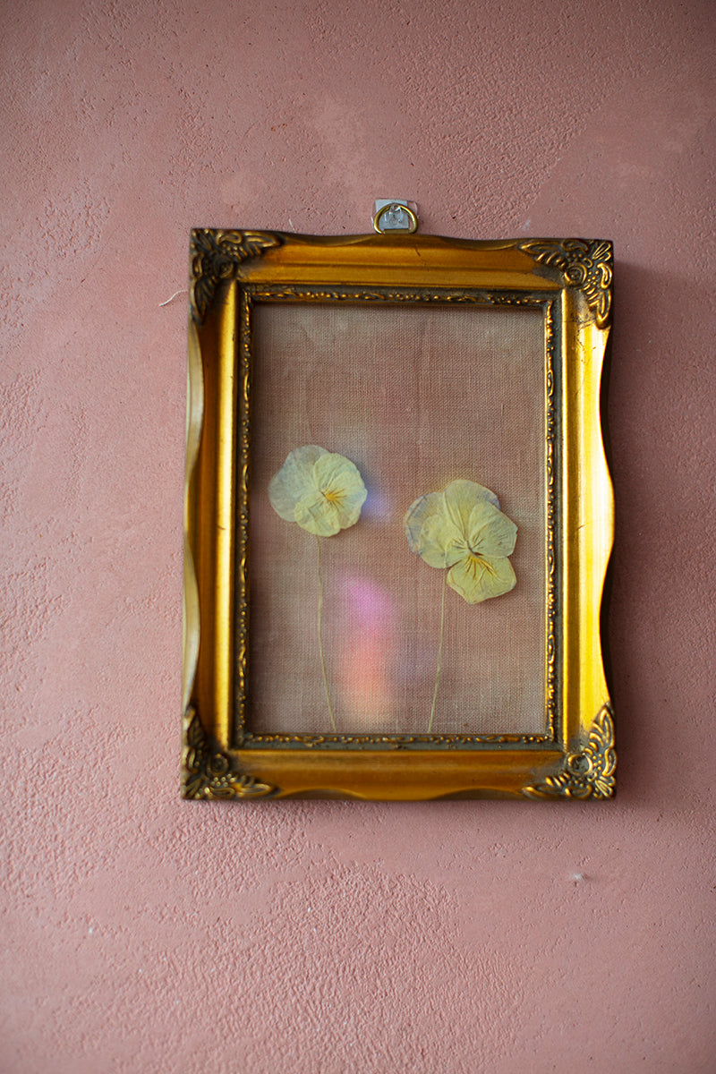 Pressed flower frame, with hand dyed linen