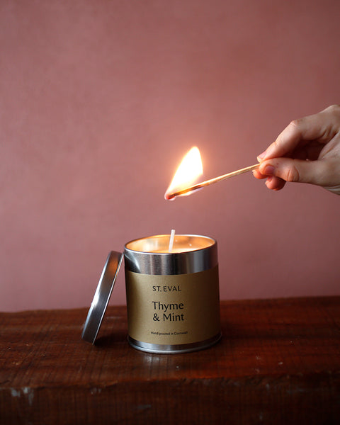 ST. Eval Thyme And Mint Scented Candle Tin - Candles Direct